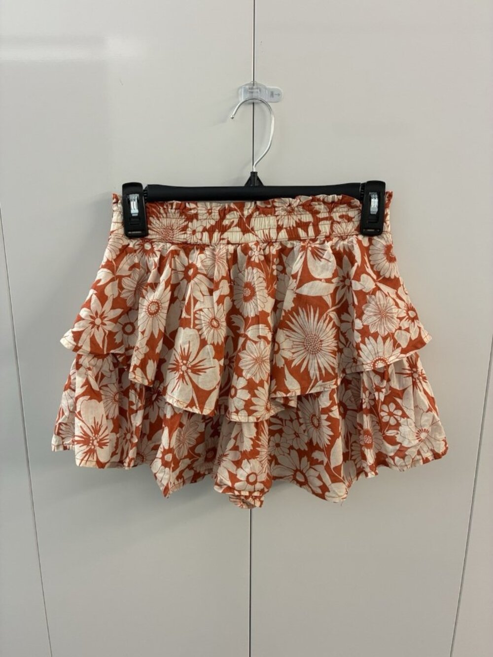 American Eagle Outfitters Ruffle Skort Burnt Orange Floral Shorts Skirt XS